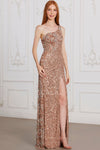 Prom Dresses Prom Sequin Long Beaded Applique Evening Formal Dress Rose Gold