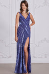 Prom Dresses Prom Long Formal Striped Sequin Evening Dress Purple