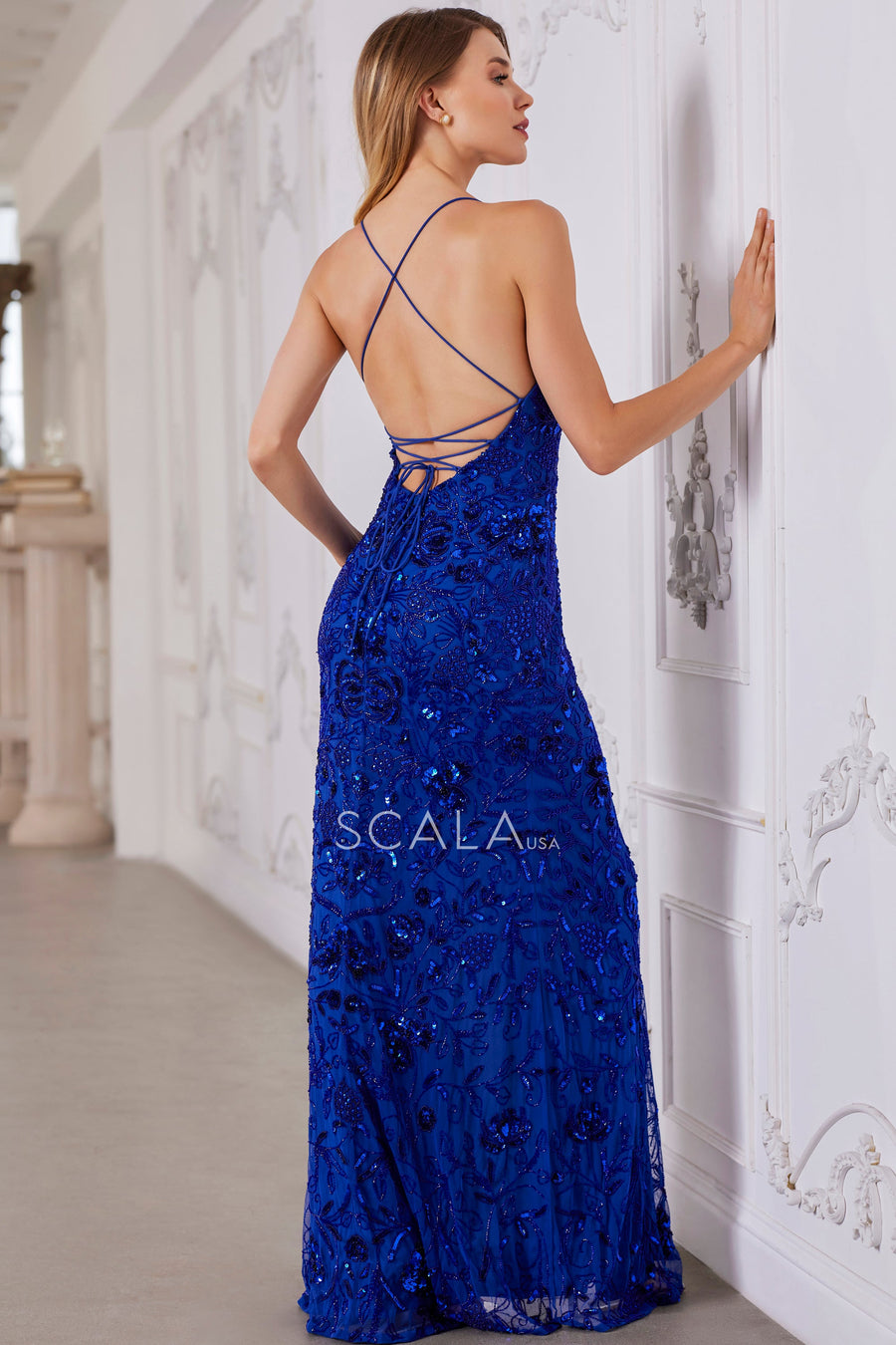 Prom Dresses Long Formal Beaded Sequin Evening Dress Royal