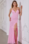 Prom Dresses Prom Slit Fitted Long Formal Evening Dress Shinky Pink