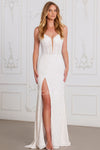 Prom Dresses Prom Long Fitted Corset Formal Slit Dress Ivory