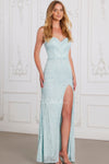 Prom Dresses Fitted Prom Beaded Long Formal Sequin Dress Mint Blue