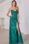 Prom Dresses Fitted Prom Formal Long Beaded Sequin Evening Dress Jade
