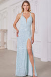 Prom Dresses Sequin Long Fitted Formal Evening Dress Mint Blue