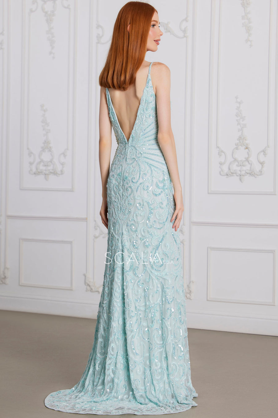 Prom Dresses Prom Long Sequin Formal Beaded Evening Dress Mint Blue