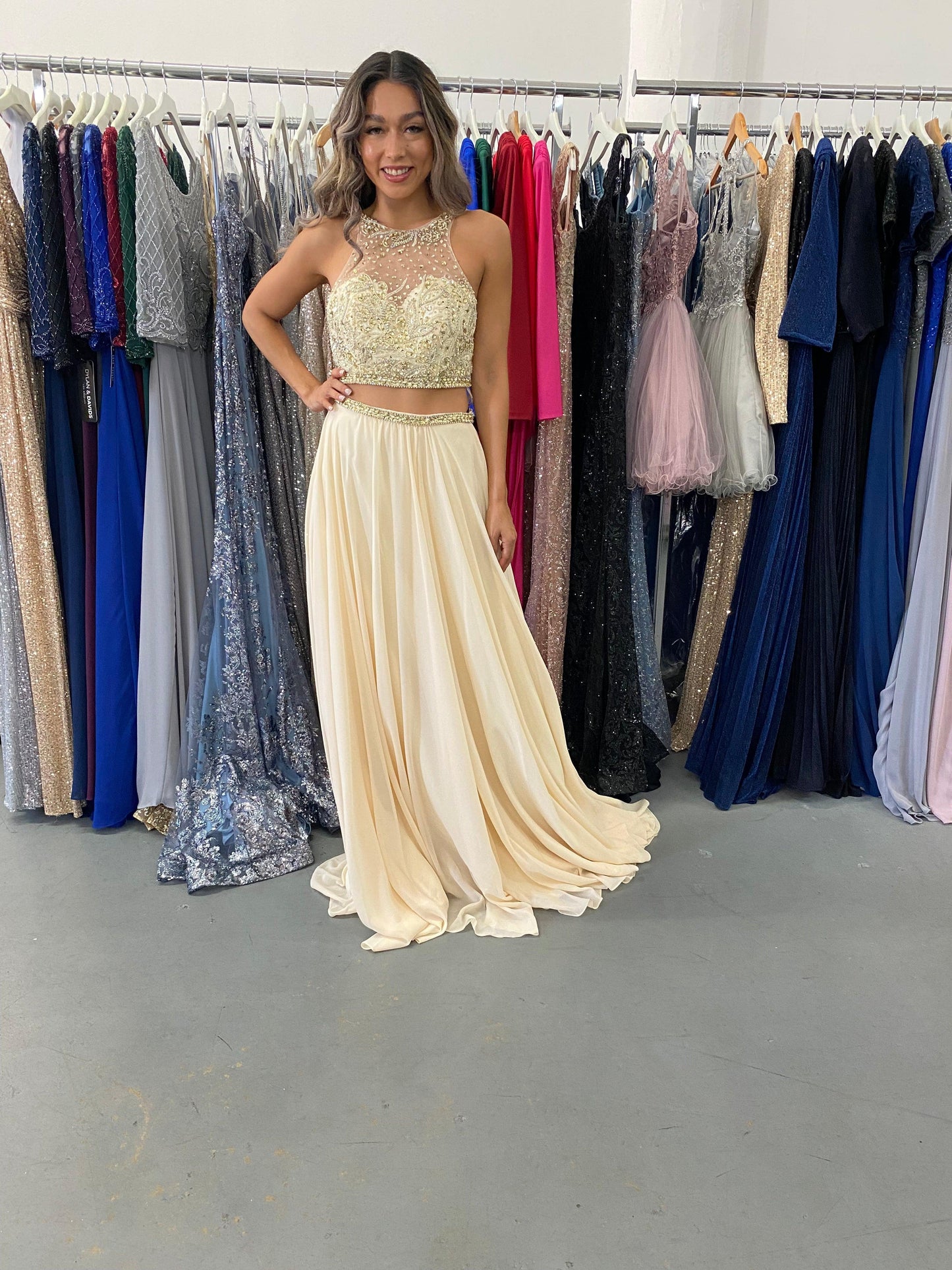 Sexy Two Piece Long Prom Dress Sale - The Dress Outlet