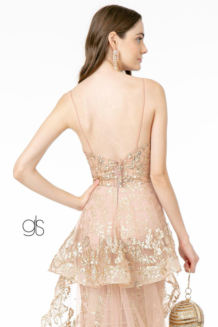 Sheer Bodice Glitter Mesh Mermaid Long Prom Dress - The Dress Outlet Elizabeth K