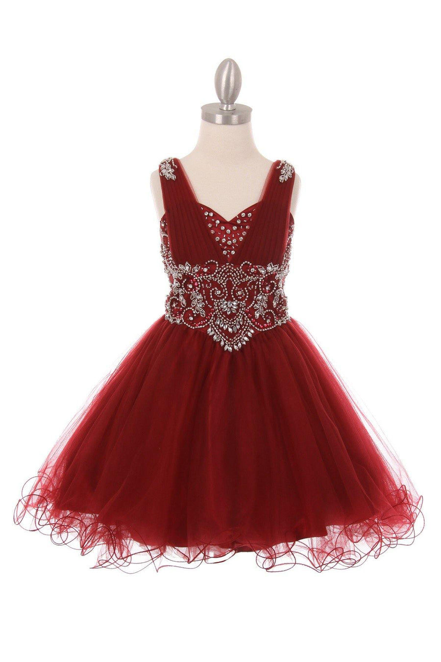 Short Beaded Flower Girl Dress - The Dress Outlet Cinderella Couture