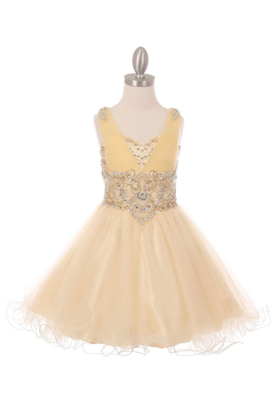 Short Beaded Flower Girl Dress - The Dress Outlet Cinderella Couture