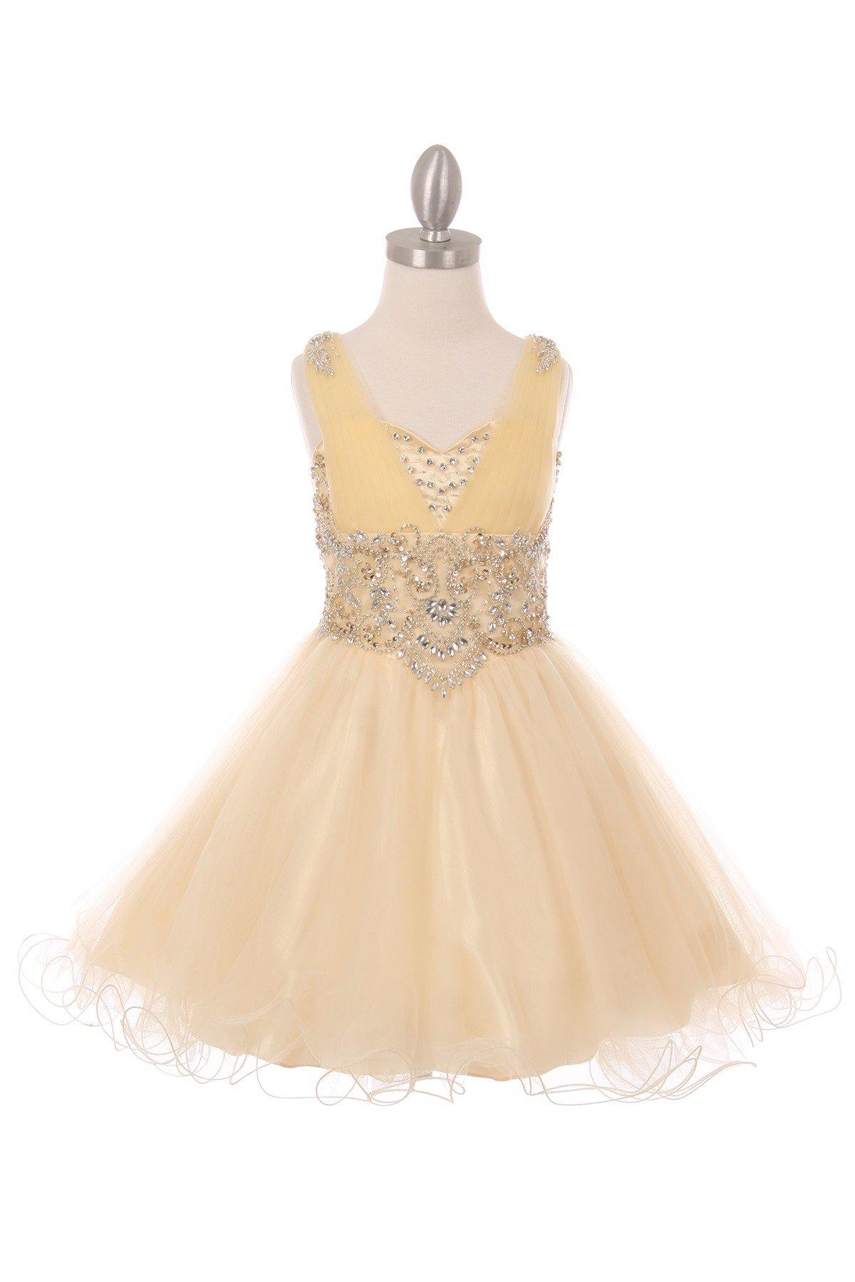 Short Beaded Flower Girl Dress - The Dress Outlet Cinderella Couture
