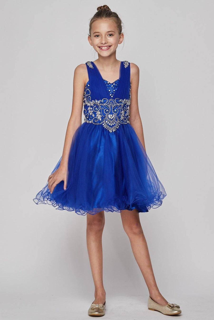 Short Beaded Flower Girl Dress - The Dress Outlet Cinderella Couture