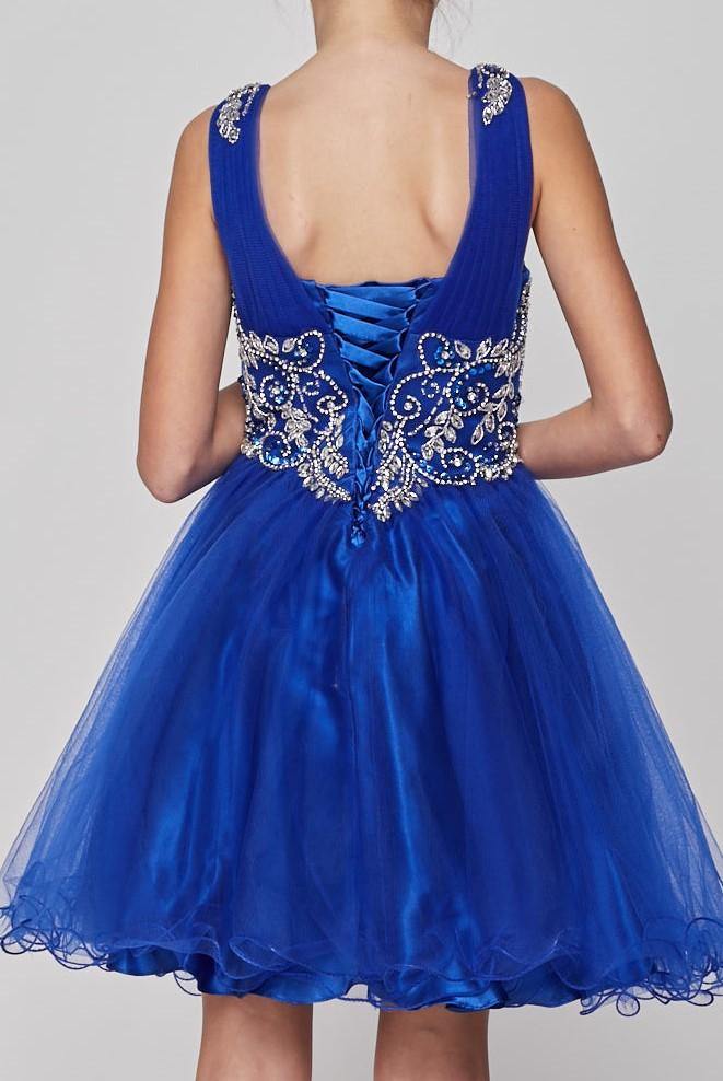 Short Beaded Flower Girl Dress - The Dress Outlet Cinderella Couture