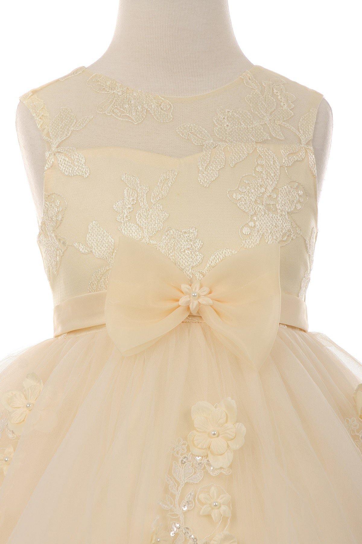 Short Beaded Party Dress Flower Girls Dress - The Dress Outlet Cinderella Couture