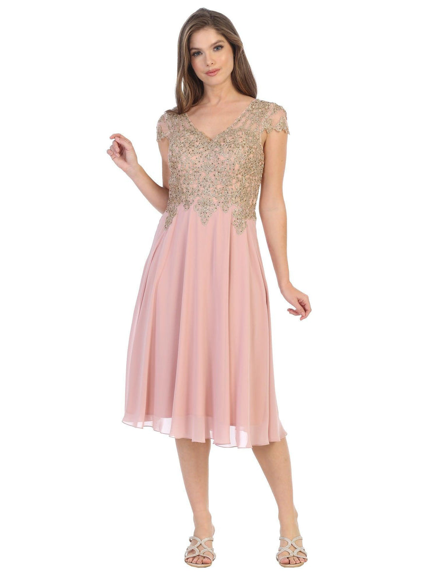 Short Dress Modest Formal Cap Sleeve Sale - The Dress Outlet