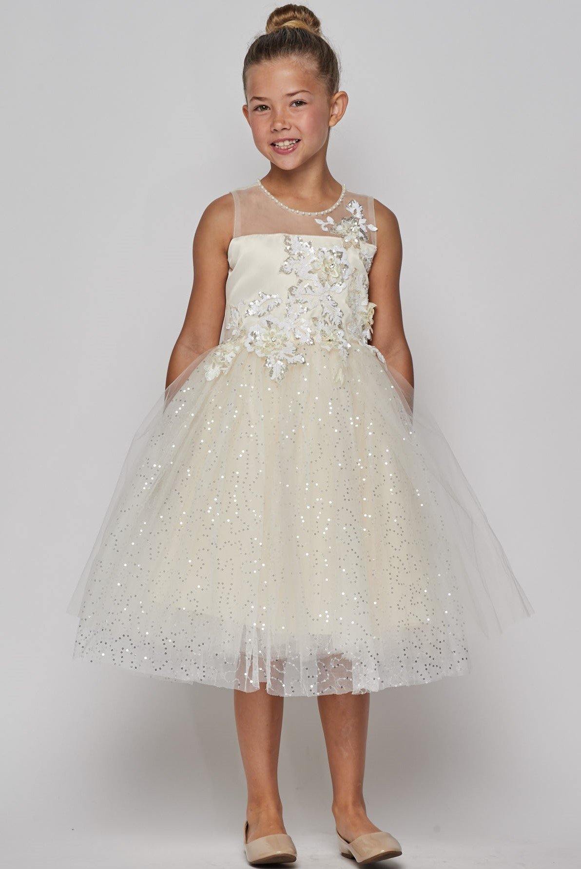 Short Embellished Gown Flower Girls Dress - The Dress Outlet Cinderella Couture