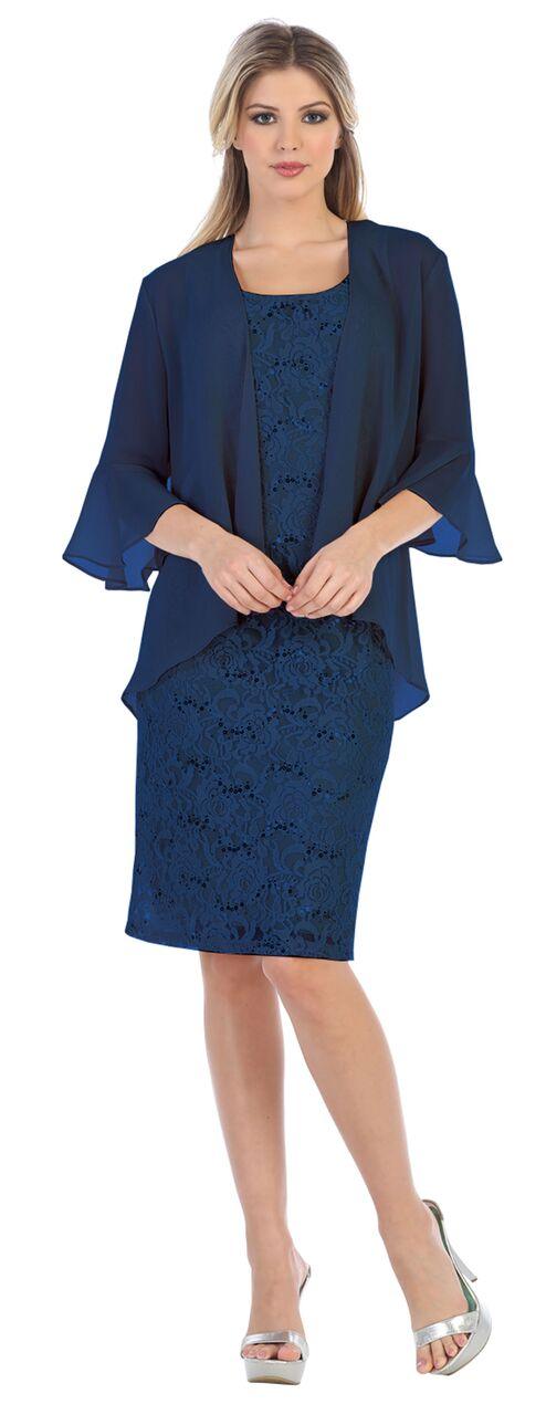 Short Formal Mother of the Bride Evening Dress with Jacket - The Dress Outlet Sally