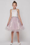 Short Halter Style Lace and Rhinestone Flower Girl Dress - The Dress Outlet Cinderella Couture