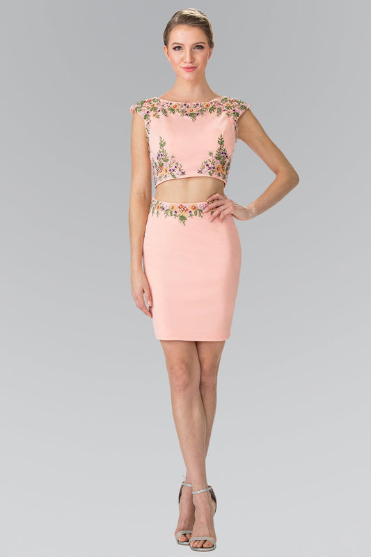 Short Homecoming Two Piece Cocktail Dress - The Dress Outlet