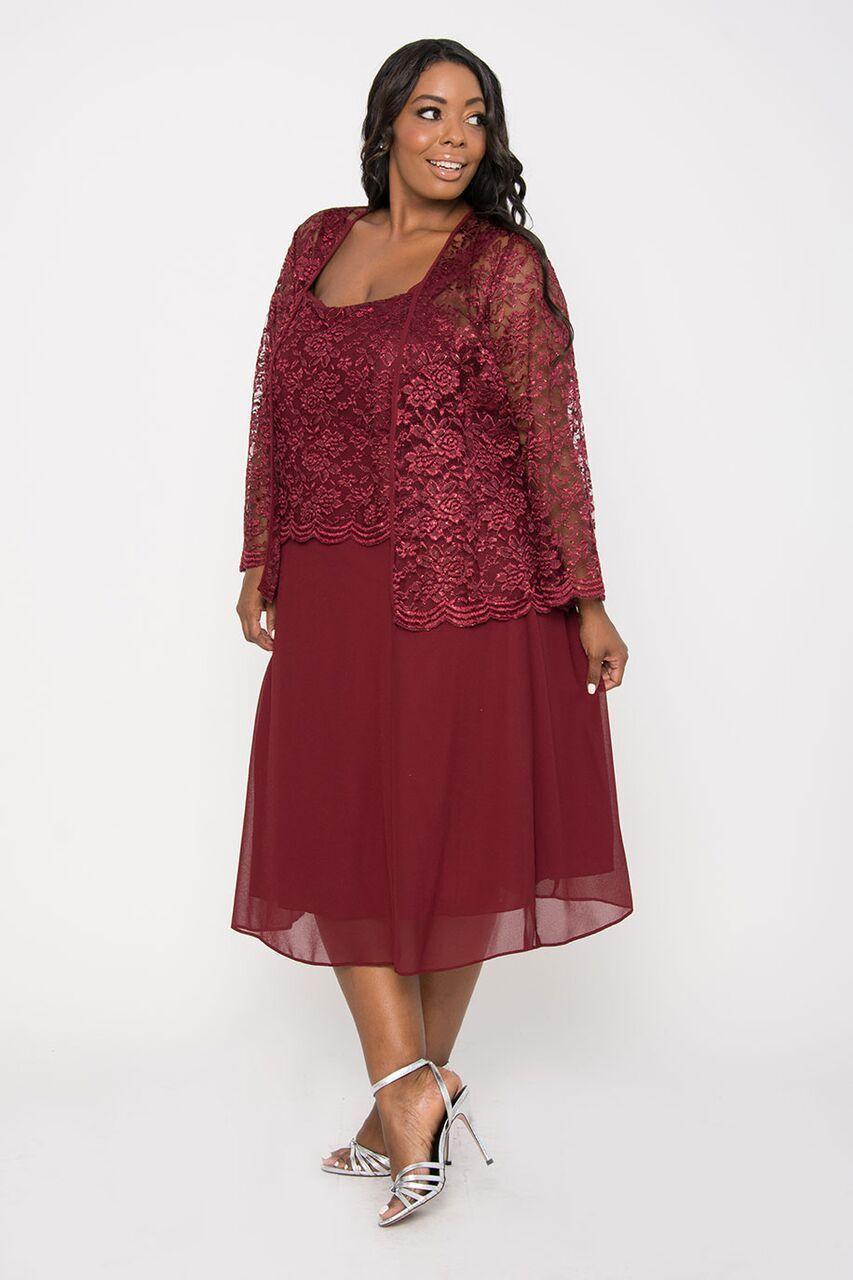 Short Mother Of The Bride Dress With Jacket - The Dress Outlet Sally