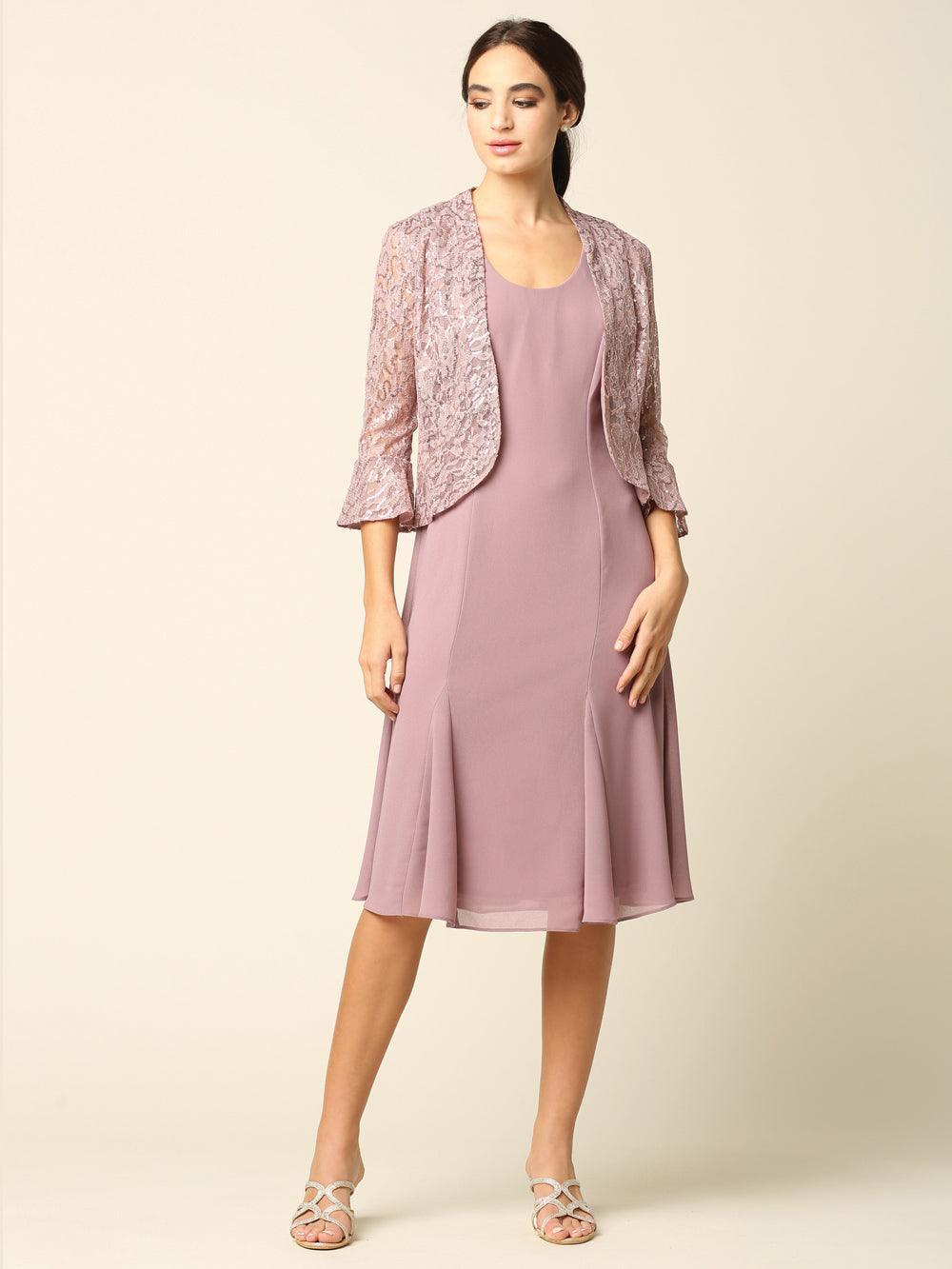 Short Mother of the Bride Two Piece Set Jacket Dress Sale - The Dress Outlet