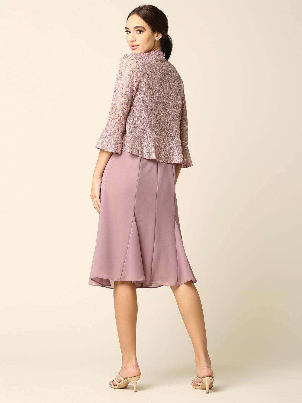 Short Mother of the Bride Two Piece Set Jacket Dress Sale - The Dress Outlet