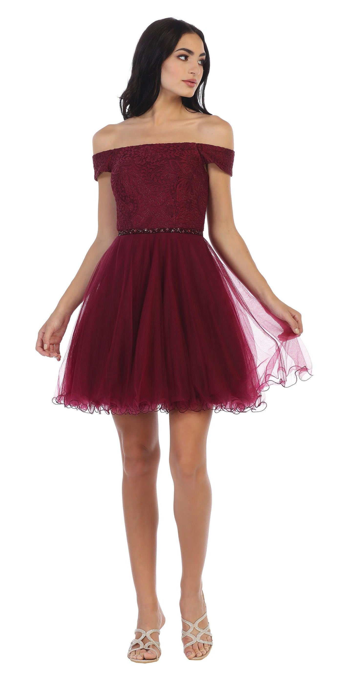 Short Off Shoulder Homecoming Cocktail Dress - The Dress Outlet