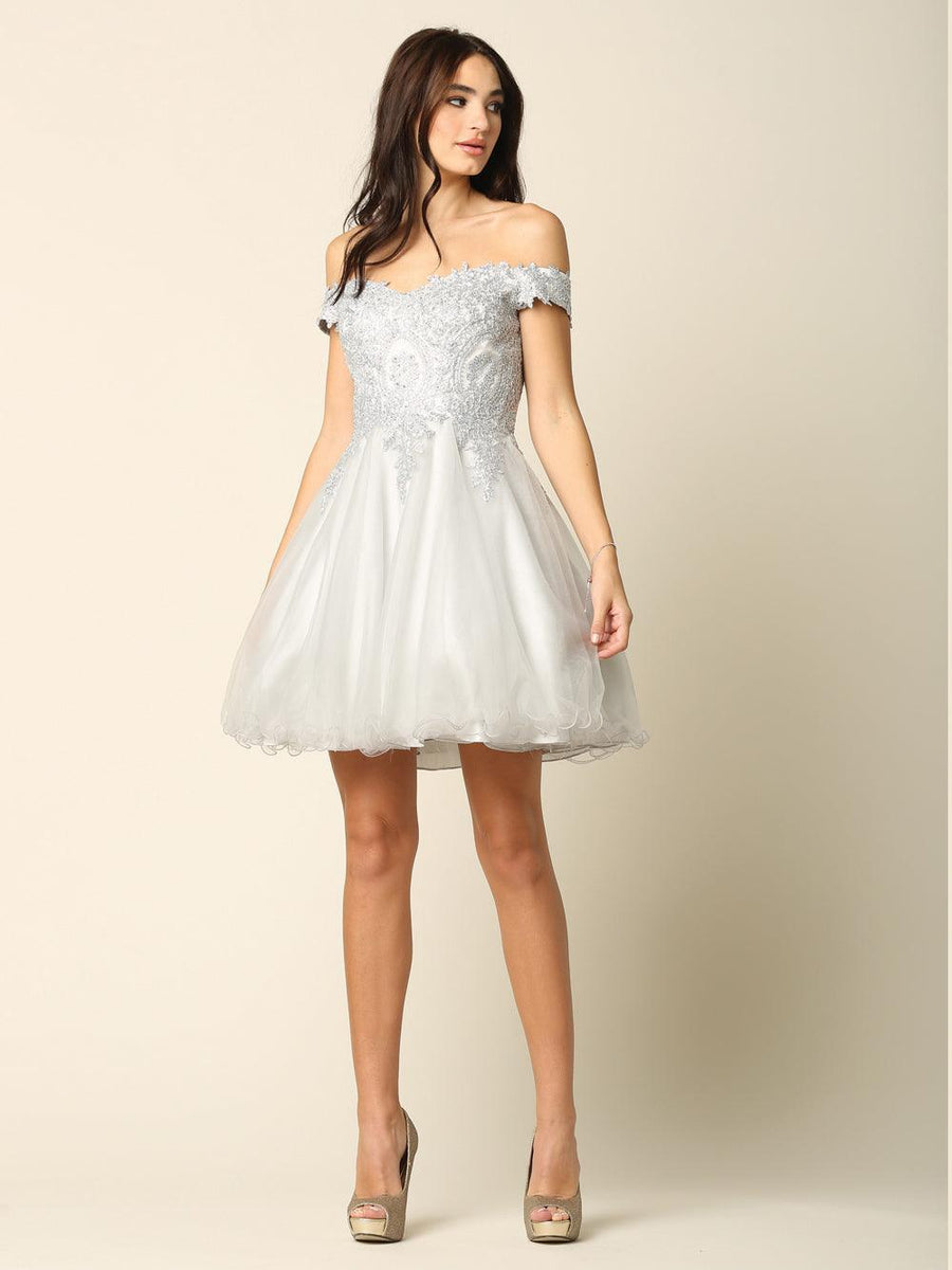 Short Prom Off Shoulder Homecoming Cocktail Dress - The Dress Outlet