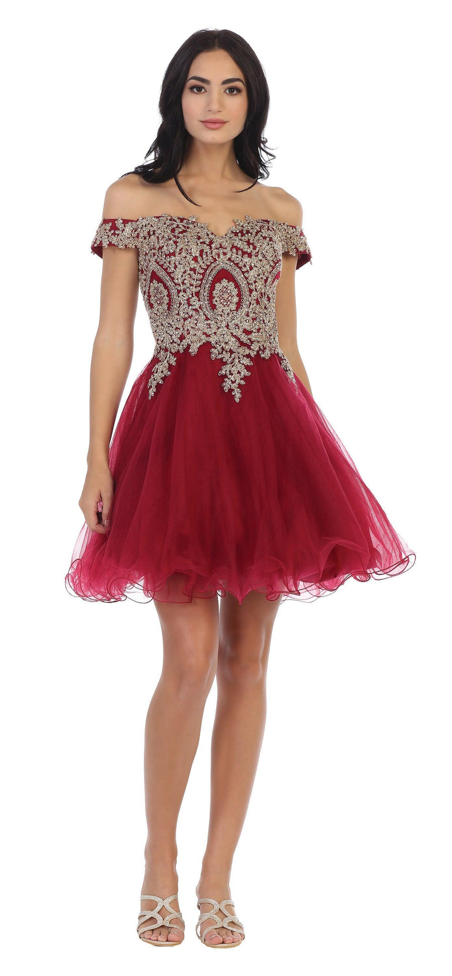 Short Prom Off Shoulder Homecoming Cocktail Dress - The Dress Outlet