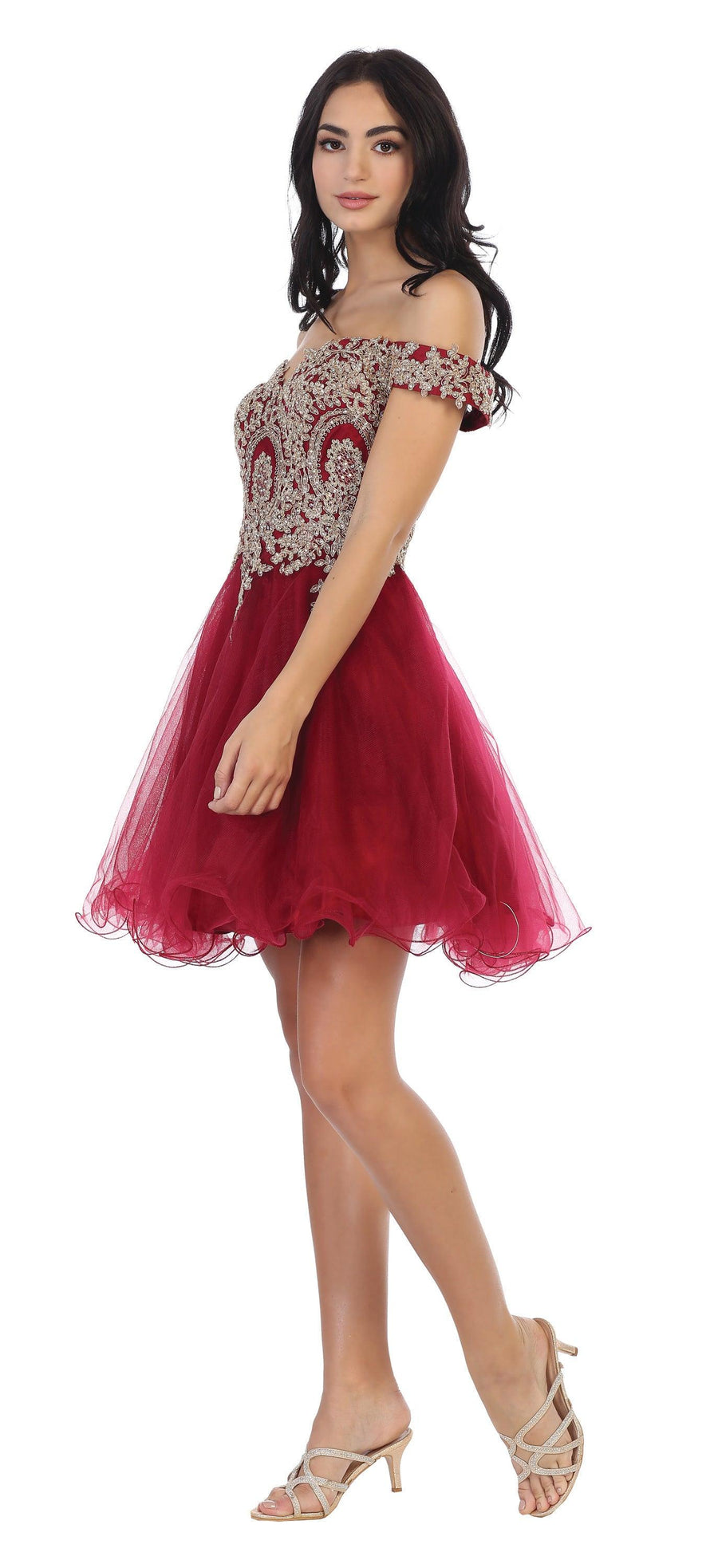 Short Prom Off Shoulder Homecoming Cocktail Dress - The Dress Outlet