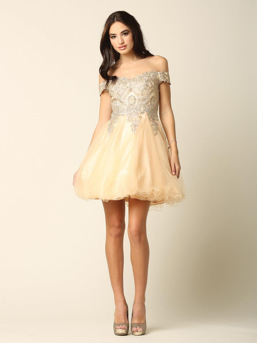 Short Prom Off Shoulder Homecoming Cocktail Dress - The Dress Outlet