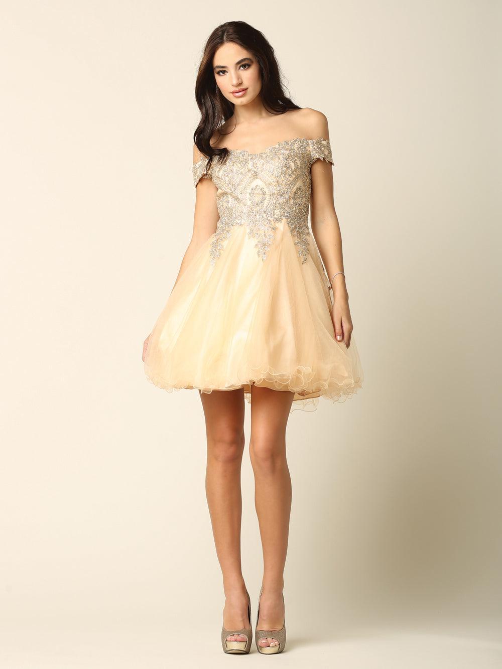 Short Prom Off Shoulder Homecoming Cocktail Dress - The Dress Outlet