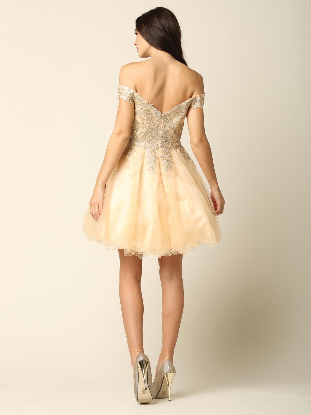 Short Prom Off Shoulder Homecoming Cocktail Dress - The Dress Outlet