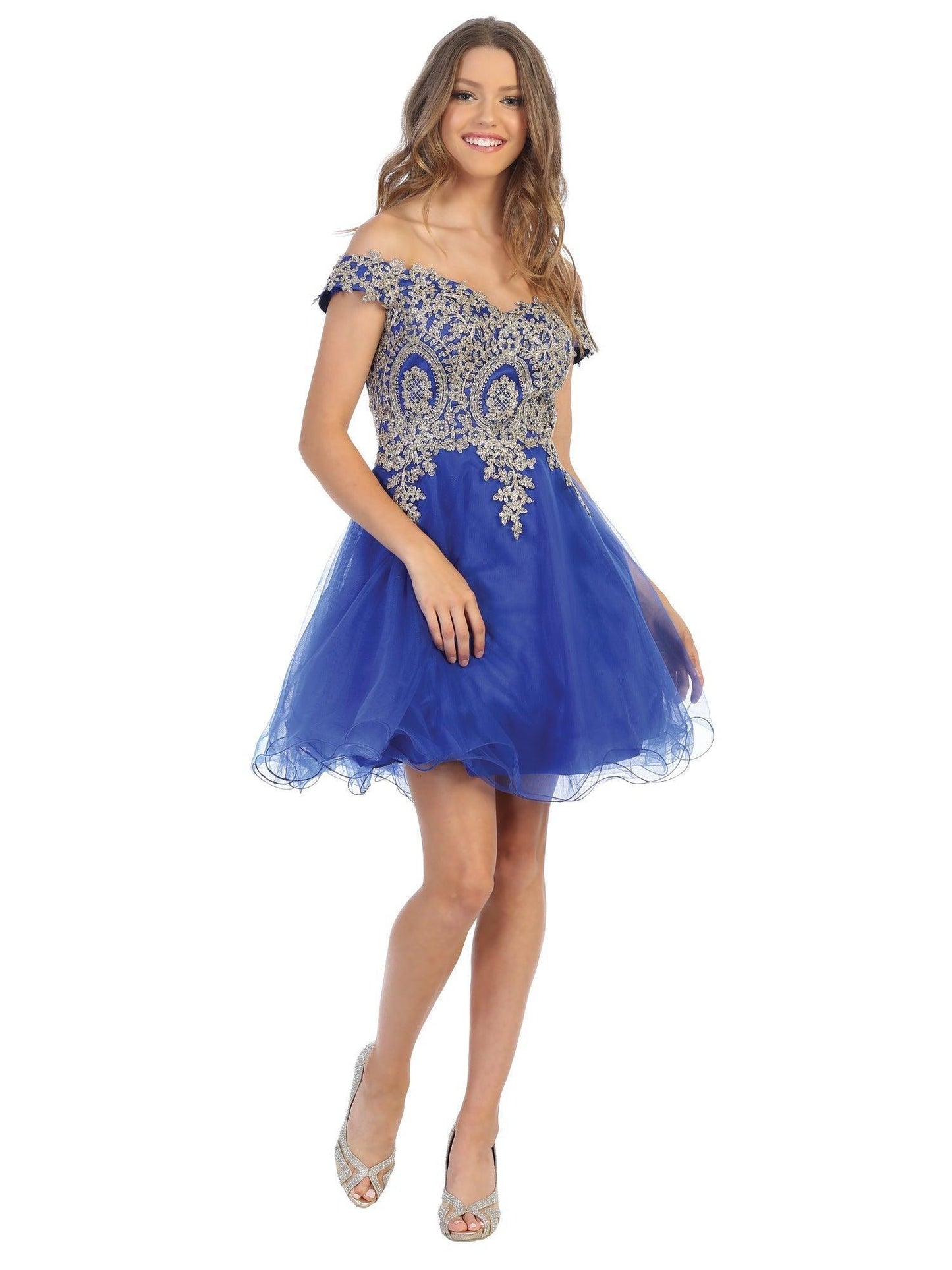 Short Prom Off Shoulder Homecoming Cocktail Dress - The Dress Outlet