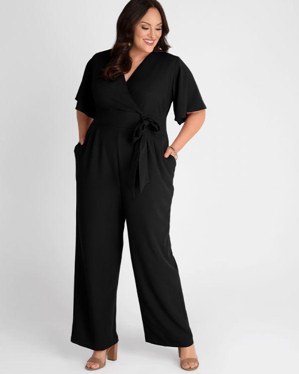 Short Sleeve Crepe Jumpsuit - The Dress Outlet
