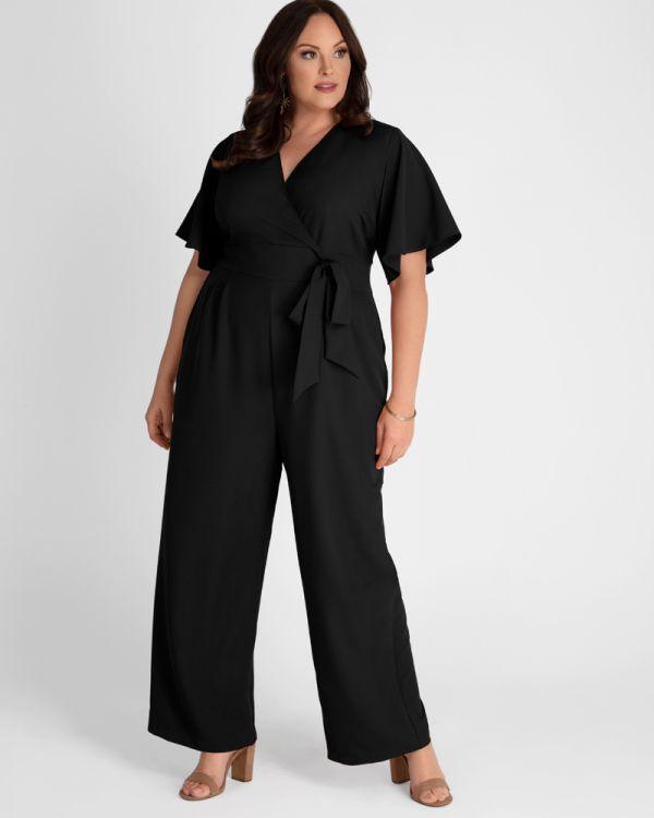 Short Sleeve Crepe Jumpsuit - The Dress Outlet
