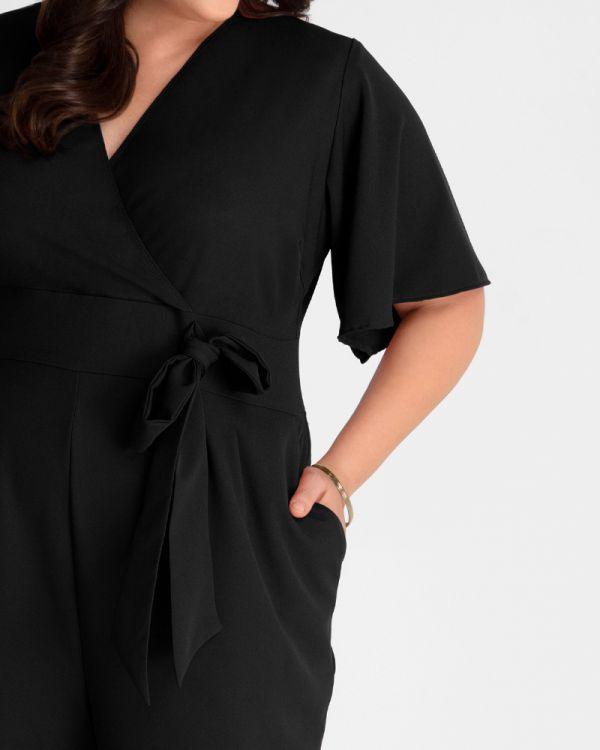 Short Sleeve Crepe Jumpsuit - The Dress Outlet