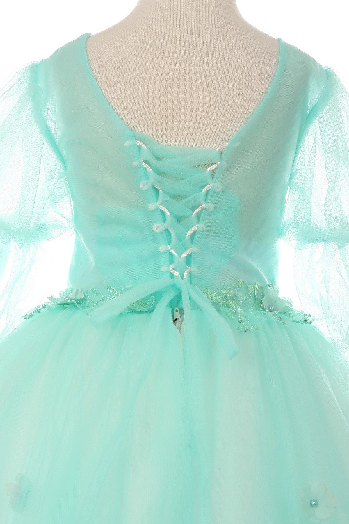 Short Sleeved Beaded Organza Gown Flower Girl - The Dress Outlet Cinderella Couture