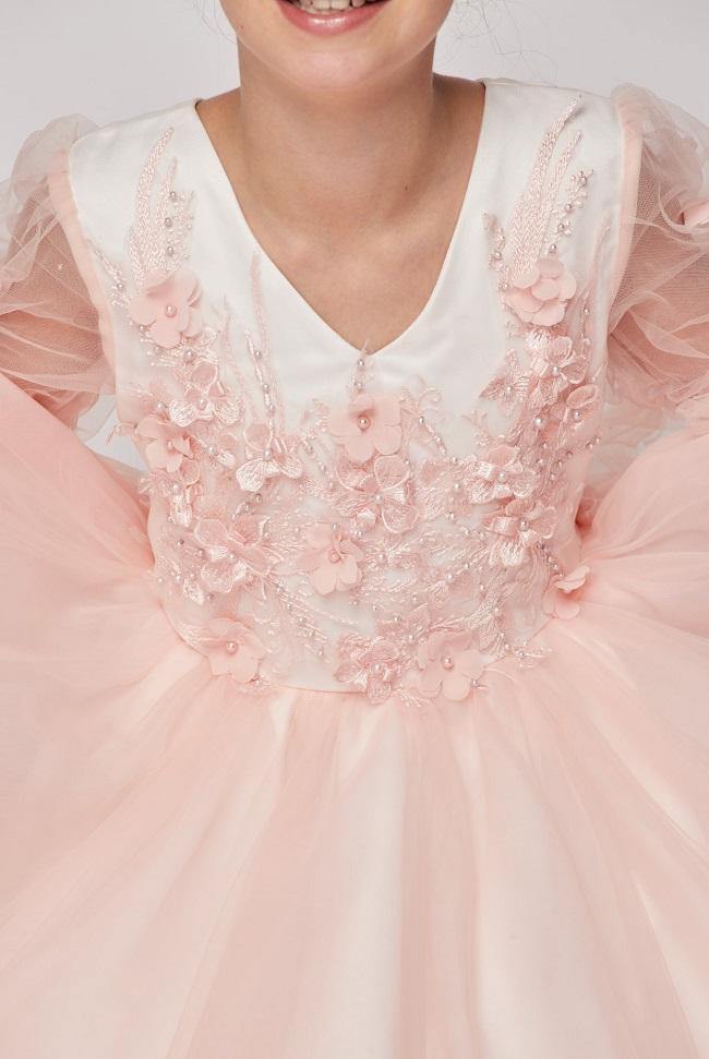 Short Sleeved Beaded Organza Gown Flower Girl - The Dress Outlet Cinderella Couture