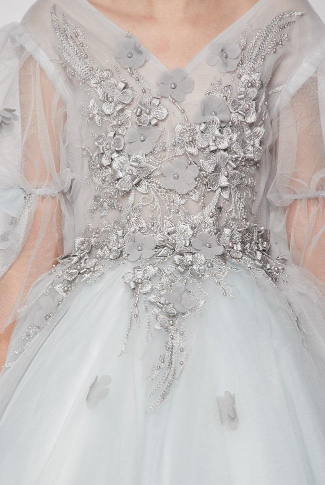 Short Sleeved Beaded Organza Gown Flower Girl - The Dress Outlet Cinderella Couture