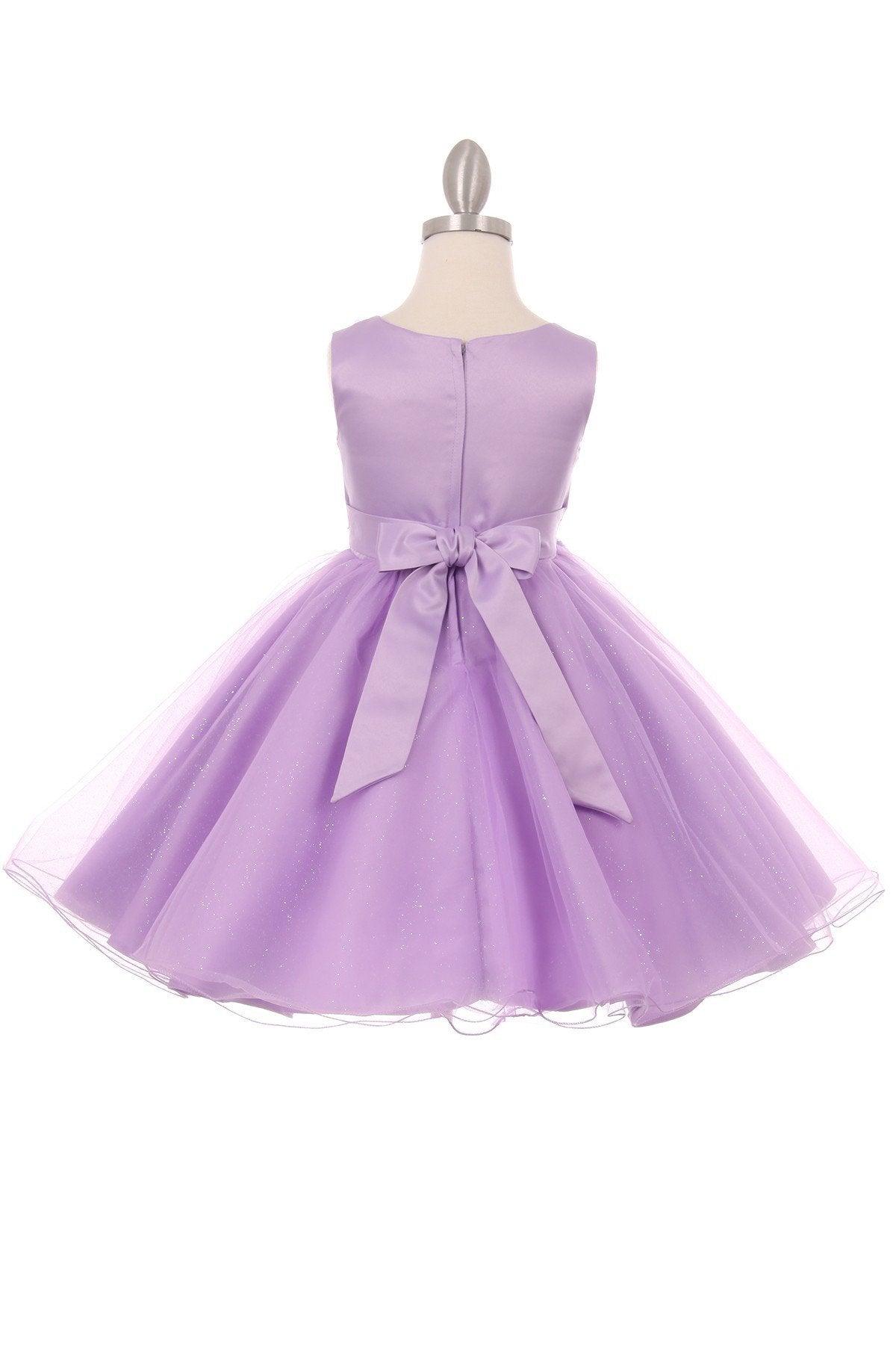 Short Sleeveless Glitter Flower Girl Dress - The Dress Outlet