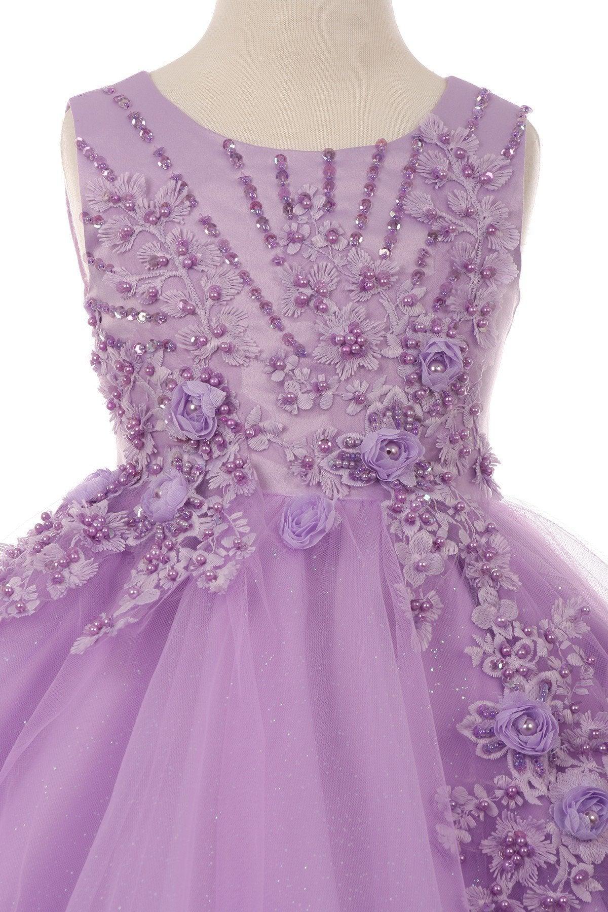 Short Sleeveless Glitter Flower Girl Dress - The Dress Outlet