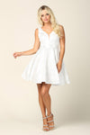 Short Sleeveless Homecoming Jacquard Cocktail Dress - The Dress Outlet