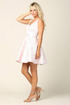 Short Sleeveless Homecoming Jacquard Cocktail Dress - The Dress Outlet