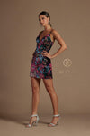 Short Spaghetti Strap Floral Formal Cocktail Dress - The Dress Outlet