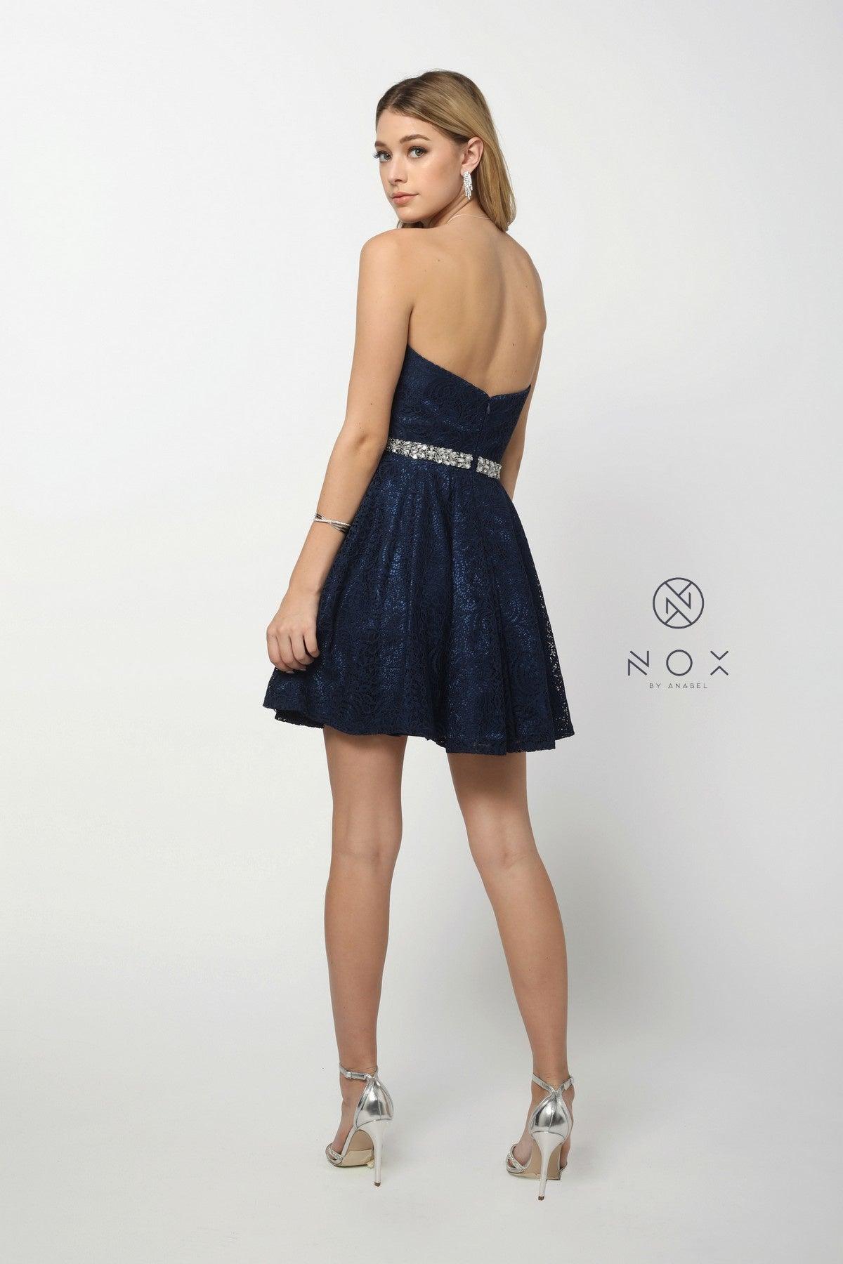 Short Strapless Formal Homecoming Dress - The Dress Outlet