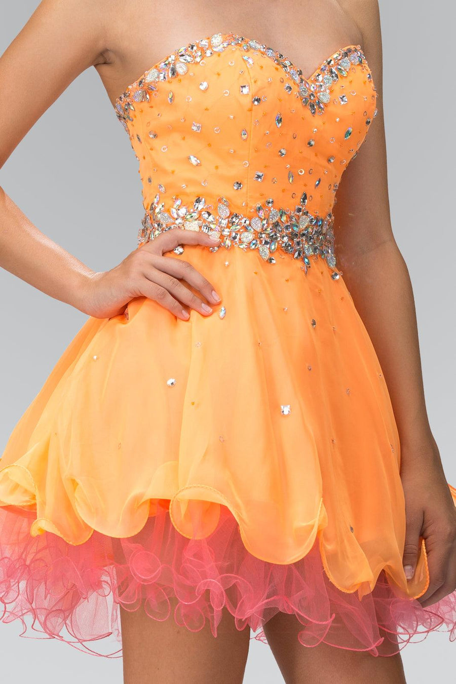 Short Strapless Homecoming Prom Dress - The Dress Outlet