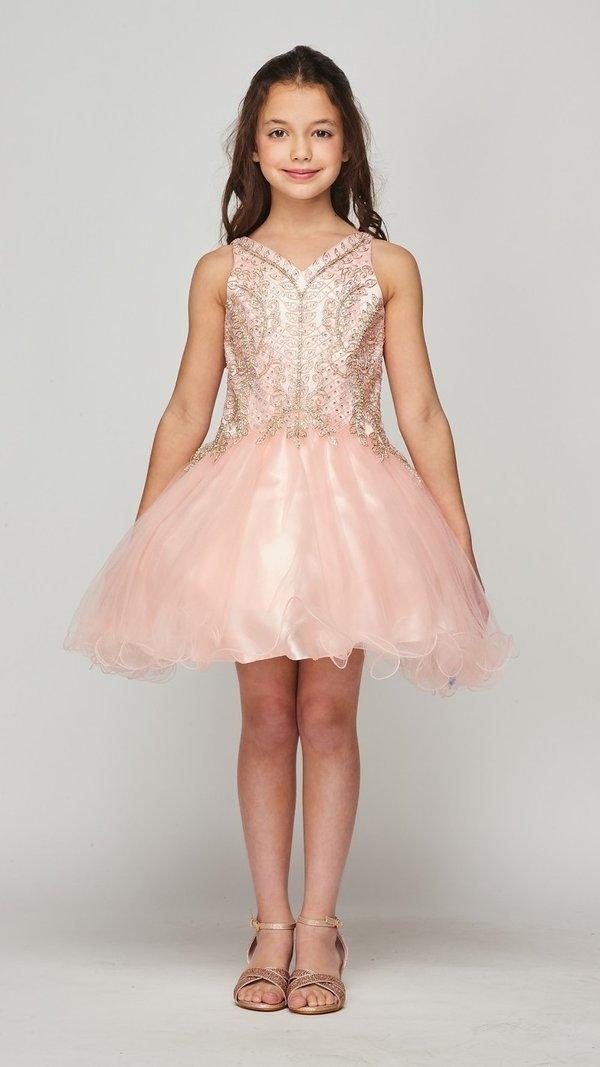 Short Tulle Dress Sleeveless Flower Girl - The Dress Outlet