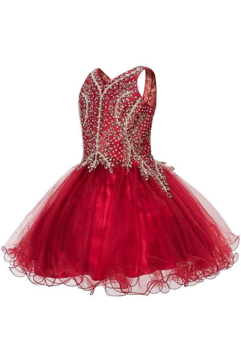 Short Tulle Dress Sleeveless Flower Girl - The Dress Outlet Cinderella Couture