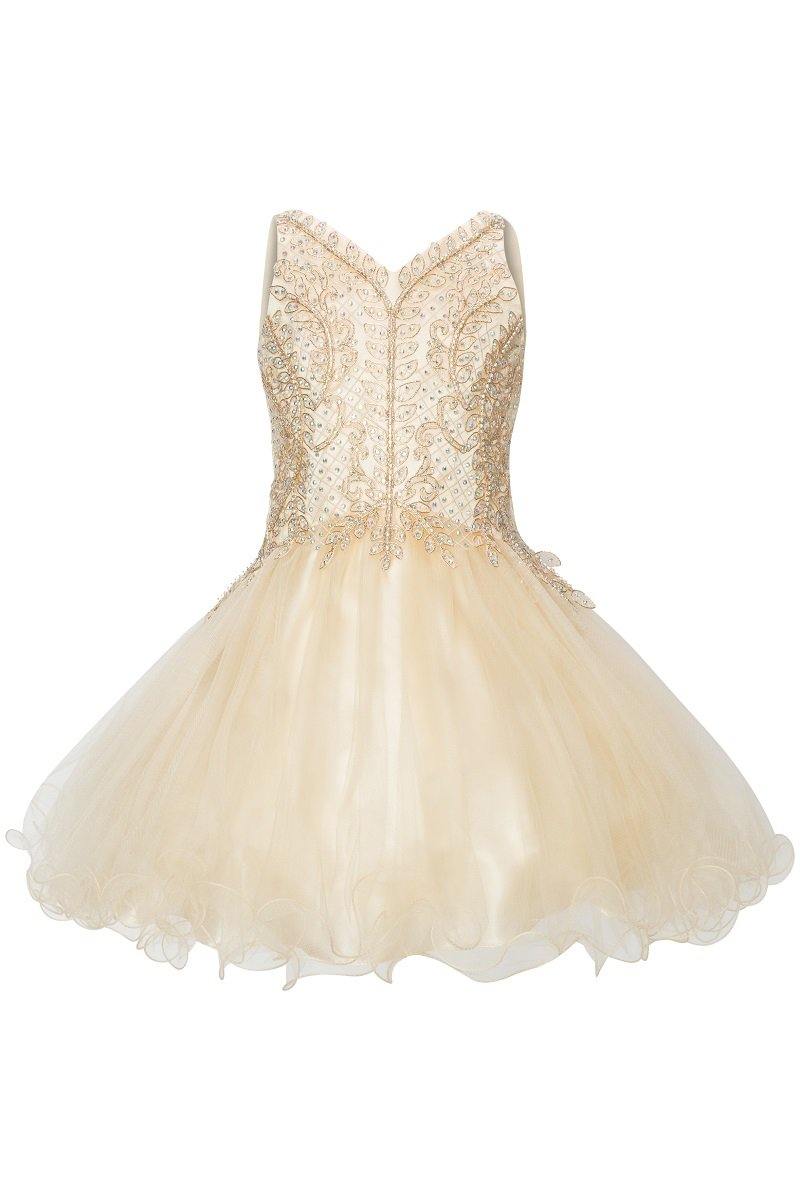 Short Tulle Dress Sleeveless Flower Girl - The Dress Outlet Cinderella Couture