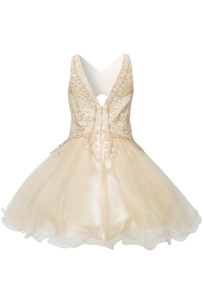 Short Tulle Dress Sleeveless Flower Girl - The Dress Outlet Cinderella Couture